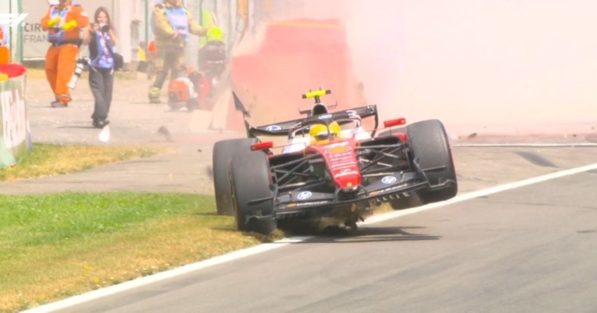 Hamilton repite el error de Gasly en Spa y destroza su Ferrari en la FP3