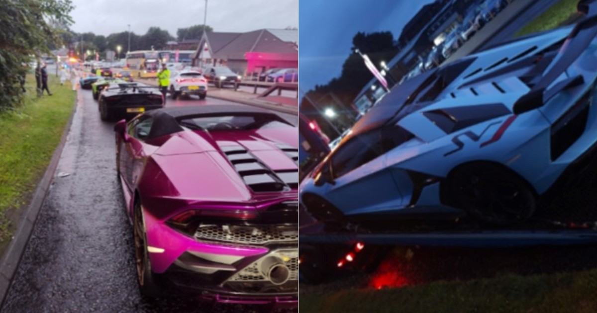 Persecución de película en Inglaterra: secuestran seis autos de lujo por manejo temerario