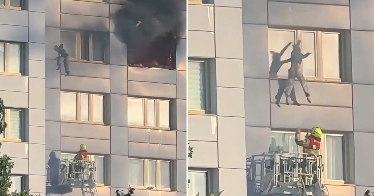 Rescate al límite en Berlín: una mujer saltó desde un piso 11 mientras su edificio se incendiaba